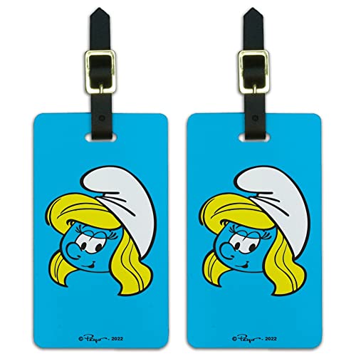 Smurfette Face Luggage ID Tags Suitcase Carry-On Cards - Set of 2