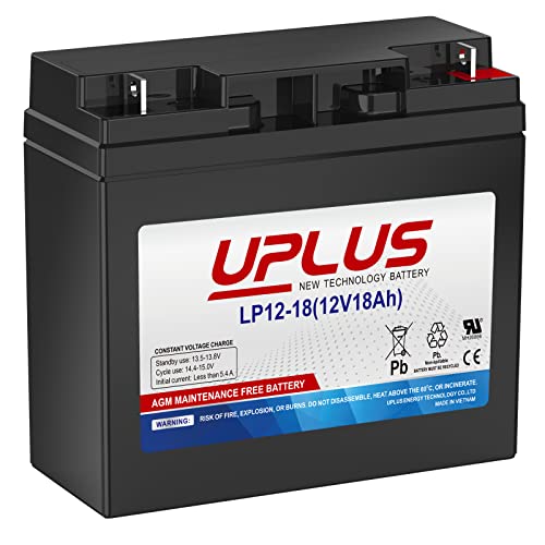 Uplus12V 18Ah Rechargeable Sealed Lead Acid Battery with Nut and Bolt (NB) Terminal, Rechargeable SLA AGM Battery Replaces UB12180 FM12180 6fm18 for Mobility Scooter, Jump Starter Box, Lawn Mower etc.