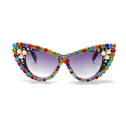 willochra Oversized Diamond Sunglasses Women Rhinestone Cat Eye Sunglasses Vintage Men bling party sunglasses Eyewear (C3)