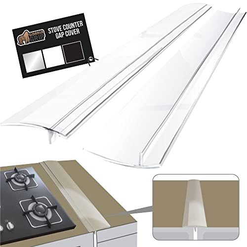 Gorilla Grip 2 Pack Silicone Stove Gap Covers, 25 Inch, Flexible Heat Resistant Stovetop Filler Between Counters and Cooktops, Seamless Hidden Oven Side Guard, Prevents Counterspace Mess, Frosted