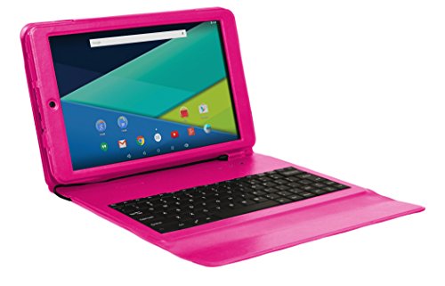 Visual Land Prestige Elite 10QS - 10.1' QuadCore Lollipop 5.0 Android Tablet with Keyboard Case, 16GB, IPS 1280x800 HD Screen, WiFi, Bluetooth ( Magenta )