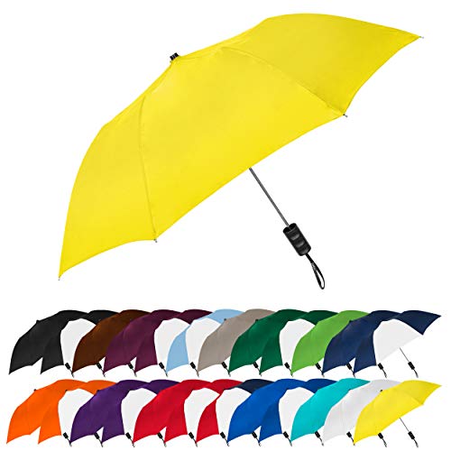 The Spectrum Popular Style 42' Automatic Open Windproof Travel Umbrella for Rain, Wind & Sun, Sturdy Lightweight Small Portable Folding Umbrella for Men and Women, Yellow