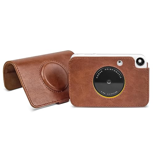 Rieibi Printomatic Retro Case, PU Leather Protective Case for Kodak Printomatic Digital Instant Print Camera with Hand Wrist Strap