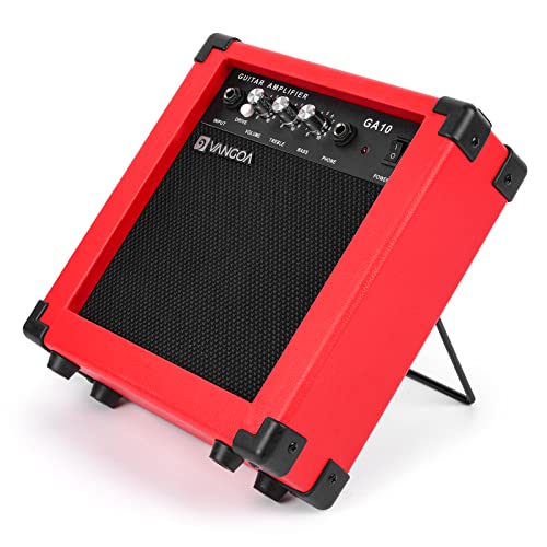 Vangoa Electric Guitar Amplifier,10W Red Guitar Amp with Adjustable Angle, Headphone Jack, Distortion Tone, Mini Amplifier for Electric Guitar