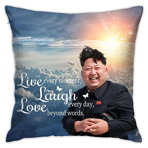 Tonaro Live Laugh Love Kim Jong Un Throw Pillow Covers Cozy Square Throw Pillow Case Home Decor for Bed Couch Sofa Living Room Cushion Case 18inchX18inch One Size