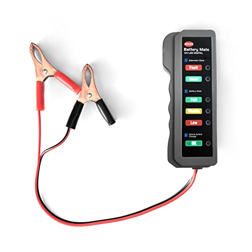 12V car Battery Tester, Automotive Digital Alternator Tester with LED Indication, Battery Condition Checker, Check Charging System Analyzer, Universal for Car, Motorcycle, Truck