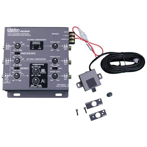Clarion MCD360V 3-Way 6 Channel RCA Inputs Electronic Crossover with Remote Subwoofer Level Control Adjustable Level Output for Front Rear Subwoofer