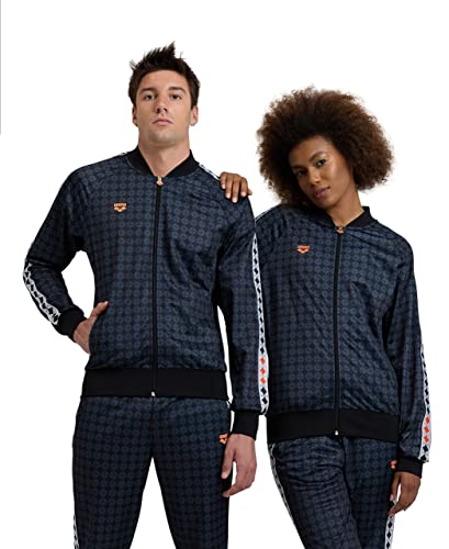 ARENA 50th Anniversary Unisex Men's and Women's Team Relax IV Jacket Full Zip, Black Multi/Black/White, Medium