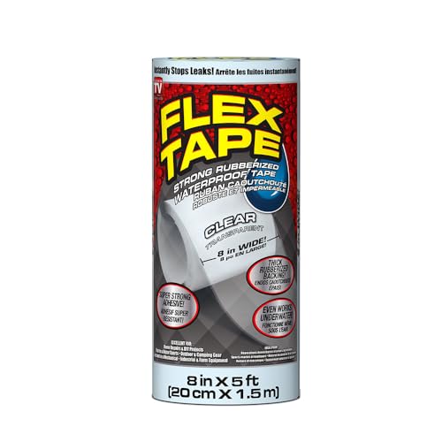Flex Tape Rubberized Waterproof Tape, 8' x 5', Clear