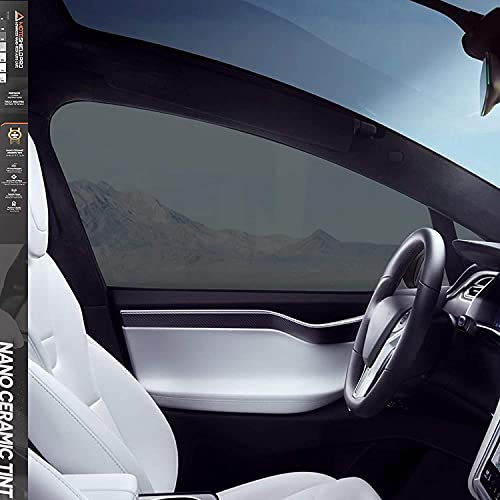 MotoShield Pro DIY Premium Nano Ceramic Tint (25% VLT) 20” in x 10’ ft Roll | Professional Window Film for Auto, Reduce Infrared Heat & Block UV by 99%