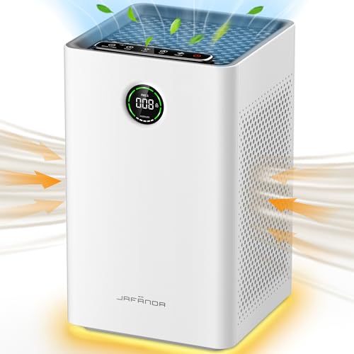 Jafända Air Purifiers for Home Large Room Up To 1190ft² H13 True HEPA Filter, Activated Carbon Remove 99.97% Dust Smoke Odor Pollen Pets Hair Dander Allergies, Quiet Sleep Mode 23dB, Night Light