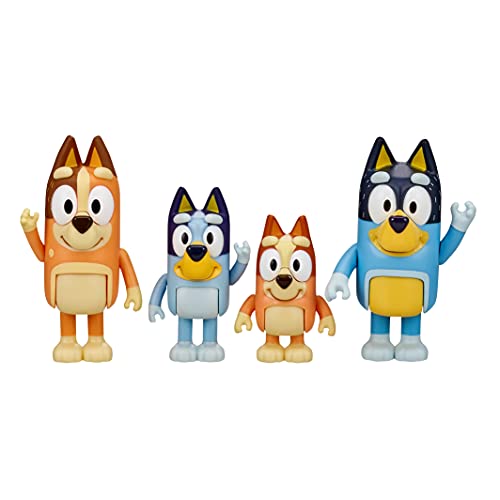 Bluey and Family 4 Pack of 2.5-3' Bluey, Bingo, Chilli, Bandit Poseable Figures