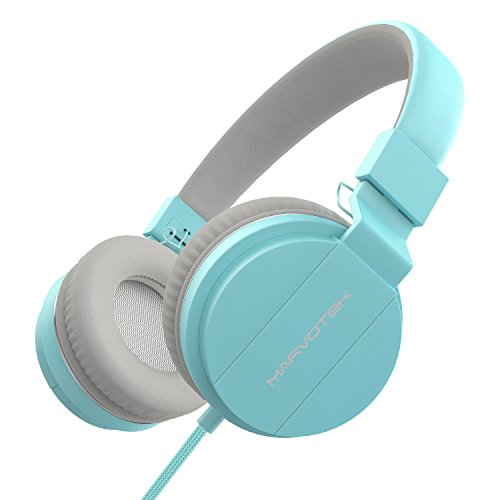 Marvotek HP03 on Ear Headphones with Mic Kids Headphones with Microphone, Sky Blue