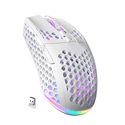 SOLAKAKA SM600 White Wireless Gaming Mouse,8000 DPI Tri-Modes Bluetooth/Type-C Wired/2.4G Wireless Mouse with 2 Side Buttons, Programmable Macro Gamer Mouse with RGB Light for Laptop/PC/Mac