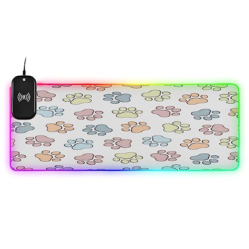 Cartoon Cat Paws Gaming Mouse Pad Led Mousepads RGB Backlit with 14 Lighting Modes, Non Slip Base Soft Computer Keyboard Mat for Gaming PC Laptop Desk, S
