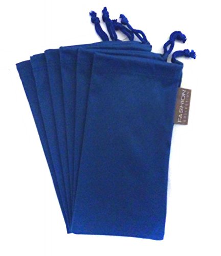 6 PC Sunglass Eyeglass Microfiber Soft Lens Cloth Carry Bag Pouch Case (Blue)