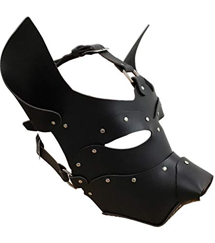 HMILY Handmade full face dog mask cosplay steampunk Halloween costume props (Black)