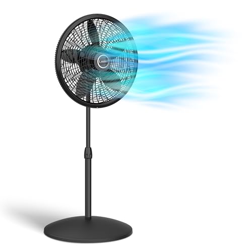 Lasko Oscillating Pedestal Fan, Adjustable Height, 3 Speeds, for Bedroom, Living Room, Home Office and College Dorm Room, 18', Black, 1827
