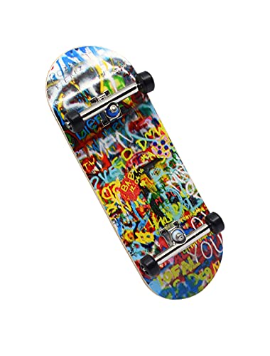Teak Tuning Complete Fingerboard Graffiti Wall Edition - Premium, Heat Transfer Graphic - Pro Shape & Size - Bearing Wheels, Pro Trucks, 61A Pro Duro Bushings - 34mm x 97mm Deck