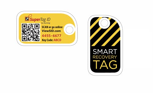 Dynotag Web Enabled Smart Mini Fashion ID Tags, with DynoIQ & Lifetime Recovery Service. 3 Identical Tags for Gear (Bumblebee)