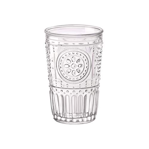 Bormioli Rocco Romantic Water Glass [Set Of 4] | 10.25 oz Premium Glass Set For Refreshments, Soda & Beverages | Italian Quality Glassware, Perfect For Dinner Parties, Bars & Restaurants