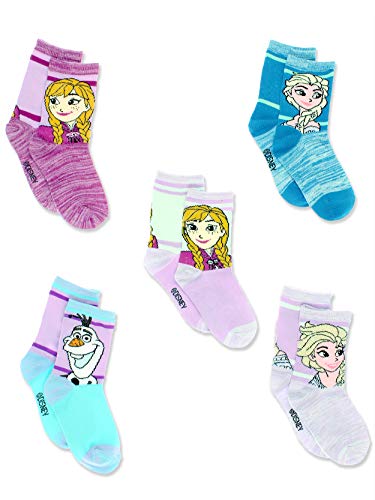 Disney Frozen Girls Toddler Multi Pack Socks Set (X-Small (2-4T), Purple/Multi Crew)