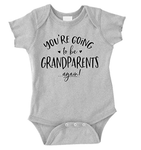 Pregnancy Announcement for Grandparents Size 0-3 Months: Your Going to Be Grandparents Again Baby Announcement for Family Romper Gray. Baby Boy Girl - Baby Announcement Onesie Gifts