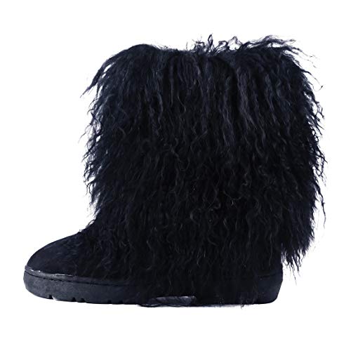 Cape Robbin Freezy Warm Winter Fur Boots for Women and Girls - Stylish Fashion Faux Fur Boots - Fuzzy, Fluffy Furry Lined Boots Women - Cute Flat Moon Winter Boots