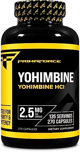 PrimaForce Yohimbine HCl 2.5mg, 270 Capsules - Premium Supplement, Boosts Performance, Zero Fillers, Non-GMO and Gluten Free