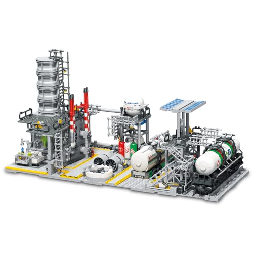 MISINI Architecture M6014 City Chemical Plant Building Set, Contains: Gas Transportation Station, Storage Center, Laboratory, Collectible Display Model Building Kit for Adults - 2142 Pieces Bricks Toy