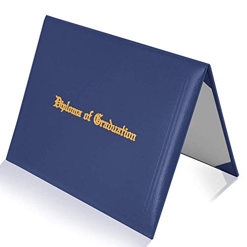 GraduatePro Imprinted Diploma Cover 8.5 x 11, Leatherette Padded Certificate Covers, Graduation Document Holder Letter Size, Navy