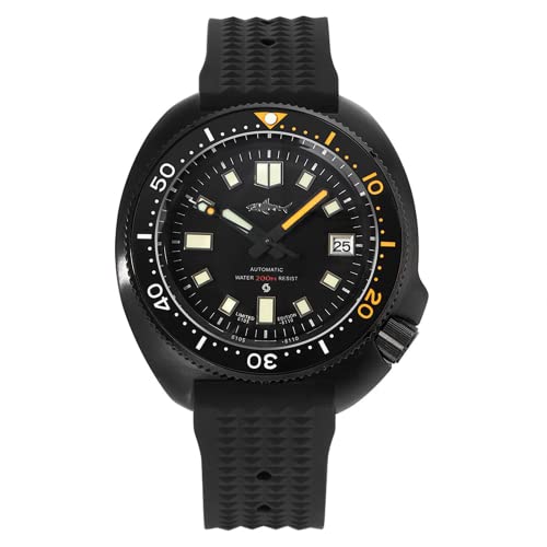 TACTICAL FROG Heimdallr 44mm Automatic Watches with Soft Waffle Band, Sapphire Crystal NH35A Movement Dive Watch for Men, Super-Luminova C3, 200M Water Resistant