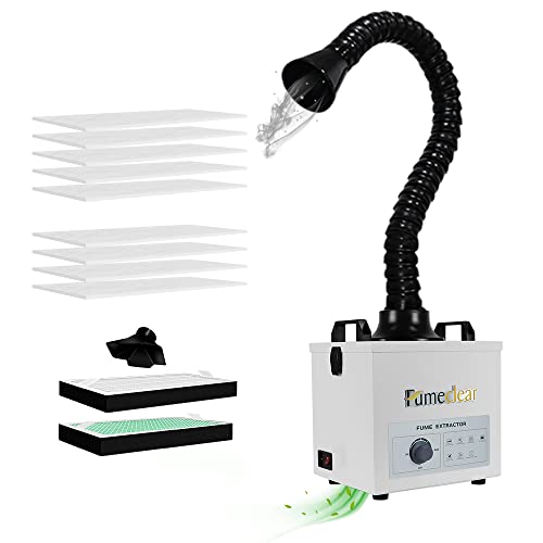 FumeClear Solder Fume Extractor - Powerful 100W Suction, Low-Noise, 3-Stage Filtration System with 12 Filters for Laser Welding Smoke Absorption and Desktop Soldering