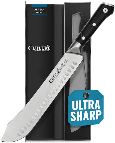 Cutluxe Butcher Knife,10″ Bullnose Carving Knife, Forged High Carbon German Steel – Full Tang & Razor Sharp – Ergonomic Handle Design – Artisan Series