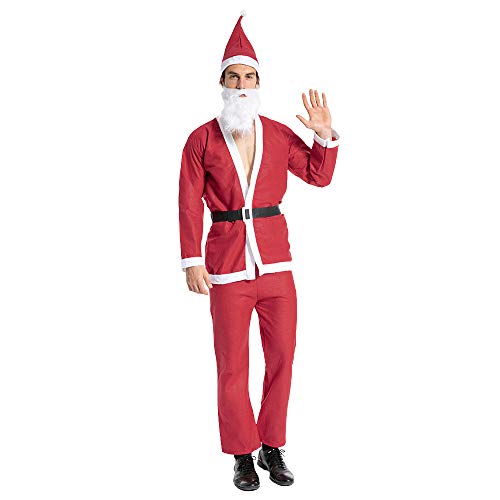 EraSpooky Men Santa Claus Costume Christmas Fancy Dress Budget Outfit Suit Red