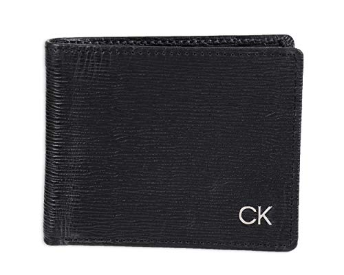 Calvin Klein Men's RFID Leather Minimalist Bifold Wallet, Black Slimfold, One Size
