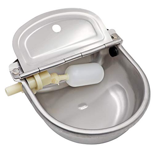 MUDUOBAN Stainless Steel Automatic Waterer Water Bowl with Float Valve for Livestock,Horse,Dog,Goat,Pig,Chicken,Animals Drinking Water Trough