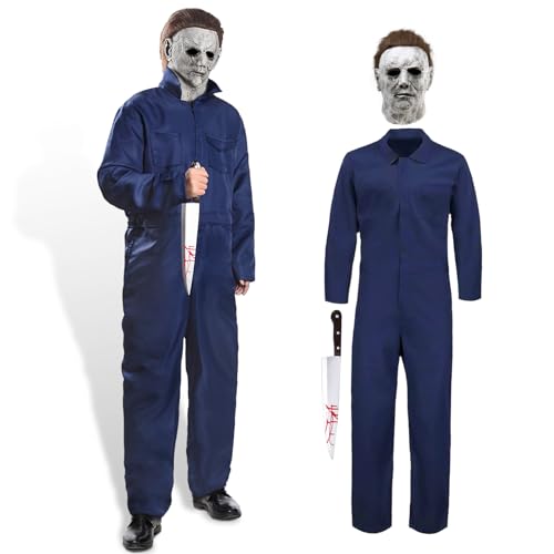 Neragron Michael Myers Costume Adult Men, Halloween Michael Myers Jumpsuit for Men, Horror Halloween Michael Myers Outfits (L)