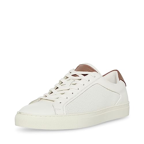 Steve Madden Men's Finneas Sneaker, White Leather, 10