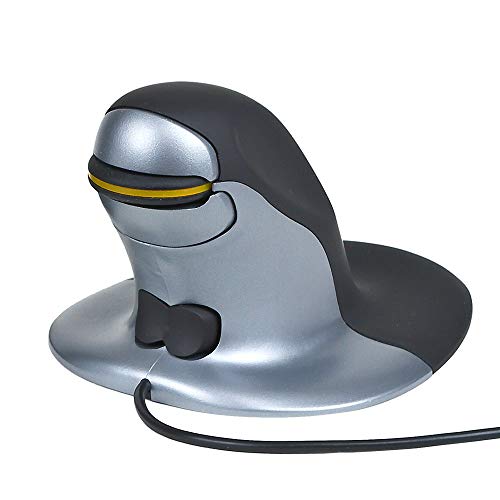 Posturite Penguin Ambidextrous Wired Ergonomic Mouse | USB, Alleviates RSI, Easy-Glide, Vertical Design, PC Computer and Apple Mac Compatible (Black/Silver, Size: Medium), 9820100Posturite Penguin Ambidextrous Wired Ergonomic Mouse | USB, Alleviates RSI, Easy-Glide, Vertical Design, PC Computer and Apple Mac Compatible (Black/Silver, Size: Medium)