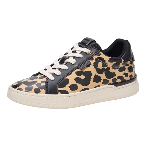 Coach Women's Lowline Printed Leather Sneaker, Leopard, 7.5