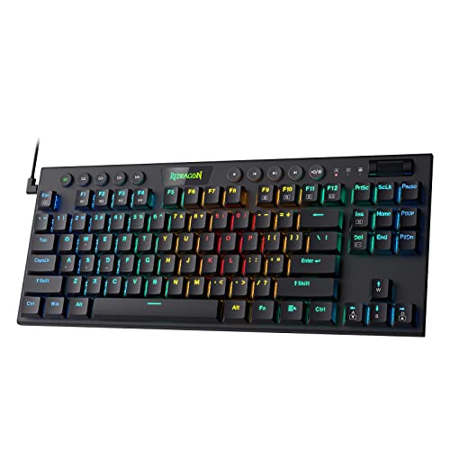 Redragon K622 Horus TKL RGB Mechanical Keyboard, Ultra-Thin Designed Wired Gaming Keyboard w/Low Profile Keycaps, Dedicated Media Control & Linear Red Switch, Pro Software Supported