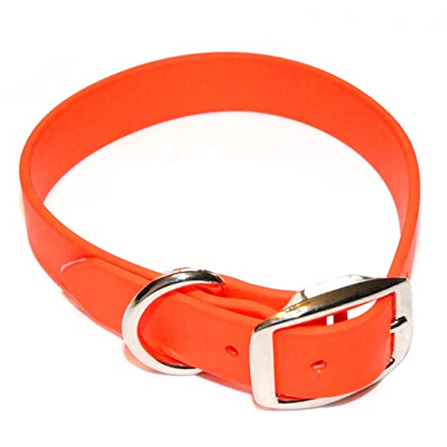 Regal Dog Products Large Orange Waterproof Dog Collar with Heavy Duty Double Buckle & D Ring | Vinyl Coated, Custom Fit, Adjustable Pet Collars | Comes in Other Sizes for Puppy, Small and Medium Dogs