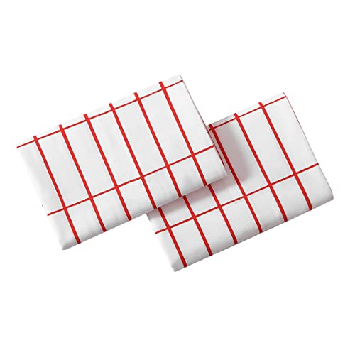 Marimekko - Pillowcase Set, Cotton Percale Bedding, Smooth & Cool Home Decor (Pieni Tiiliskivi Red/White, King)