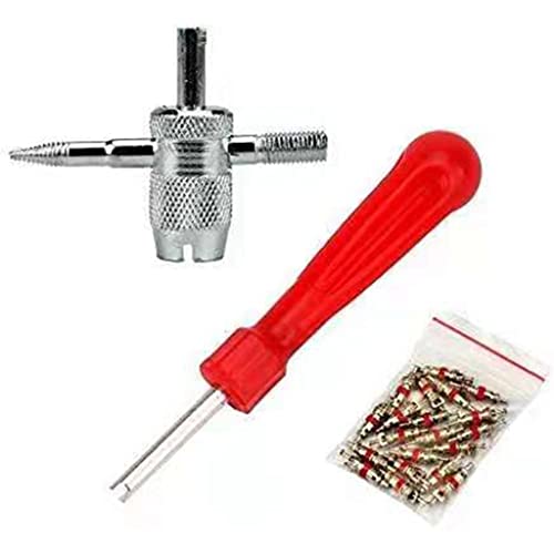 YÁSEZ Brass Valve Cores Core Remover Multi-Function 4 Way Tool for Car Bike Bicycle Motorcycle Tire Repair