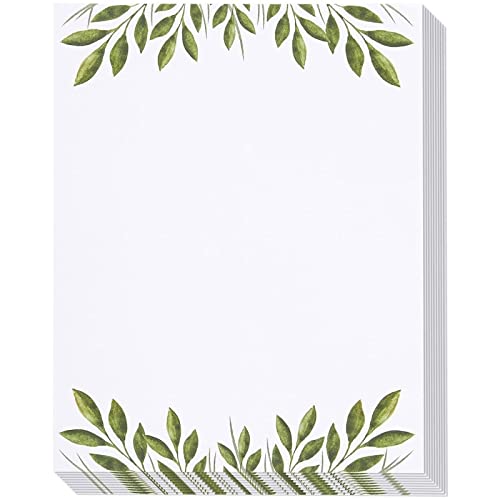 48 Pack Leaf Themed Stationery Writing Paper Set, Letter Size (8.5 x 11 In)