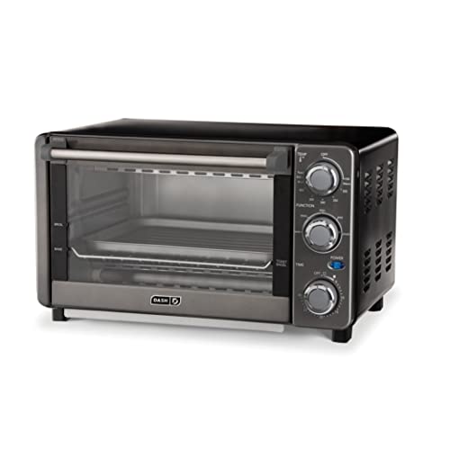 Dash Express Countertop Toaster Oven with Quartz Technology, Bake, Broil, and Toast with 4 Slice Capacity and Pizza Capability – Black