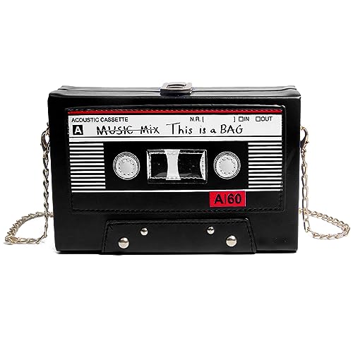 KUANG! Women Retro Tape Shaped Clutch Hundred Dollar Bill Box Shoulder Bag Elegant Evening Crossbody Handbag (A-Black)