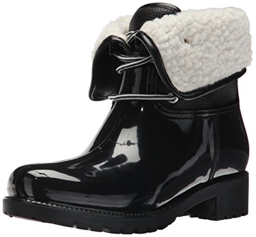 dav Women's Calgary Shearling Rain Boot, Black, 7 Medium US