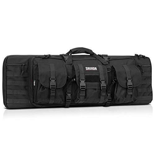 Savior Equipment American Classic Tactical Double Long Gun Bag Pistol Transportation Case w/Backpack Strap, 42 Inch Obsidian Black